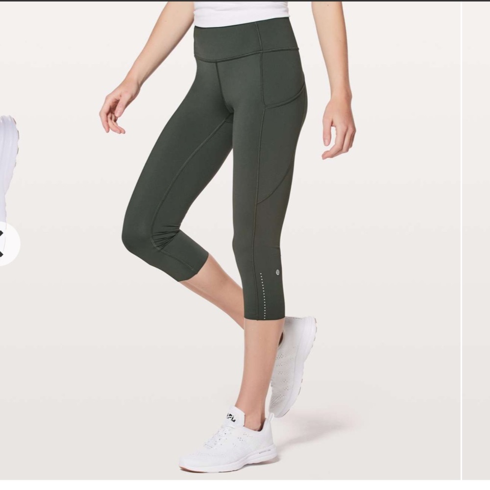 Lululemon Fast & Free Crop II Evergreen Leggings 8